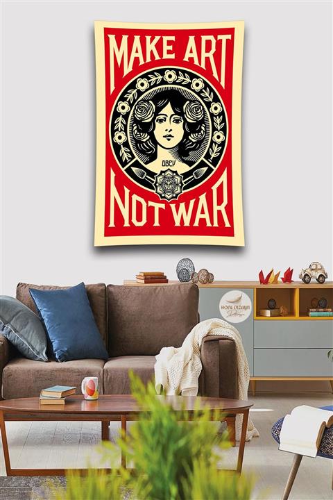 HOPE DİZAYN Make Art No War Duvar Halısı Örtüsü