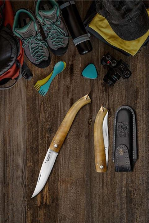 LAZBİSA El Yapımı Kamp Bıçağı Kemik Sap Çakı Outdoor Kılıf Hediyeli