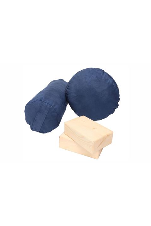 Zunkla Meditasyon Minderi - Yoga Bolster Minderi - 2 Adet Ahşap Yoga Blok