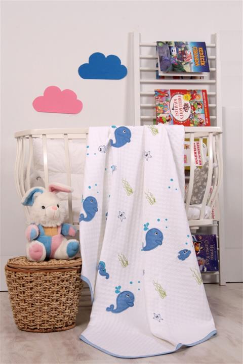 mellowbabystore %100 Pamuk Mavi Okyanus Desenli Bebek Pikesi