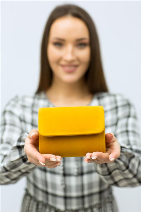 weem bag Kadın Minik Hardal Portföy Çanta