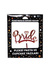 Kelebek Oyuncak Bride Pleksi Pasta Süsü - Kırmızı