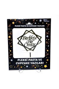 Kelebek Oyuncak Birlikte Bir Ömür Pleksi Pasta Süsü - Gold