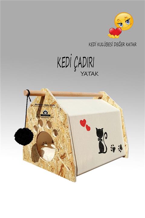 Kedi Kulübesi Kedi Çadırı - Oyun Alanı - Kedi Evi - -yataklı Çadır