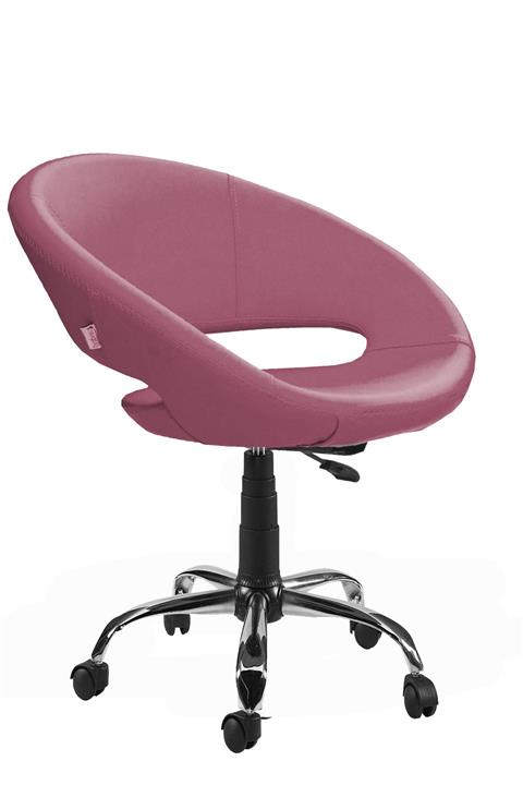 SANDİNO Tombiş - Pembe, Suni Deri, Metal Ayaklı Ofis Çalışma Sandalyesi