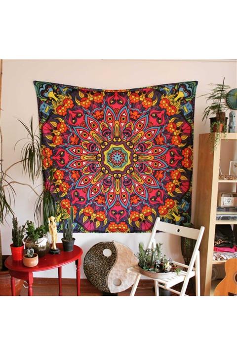 WANDER TAPESTRY 60'lar Saykodelik Mandala Duvar Örtüsü Tapestry 75x75 cm