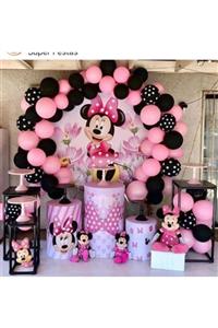 canbayhobi Pembe Siyah Pantiyeli Balon Minnie Mouse Konsept Balon Zincir