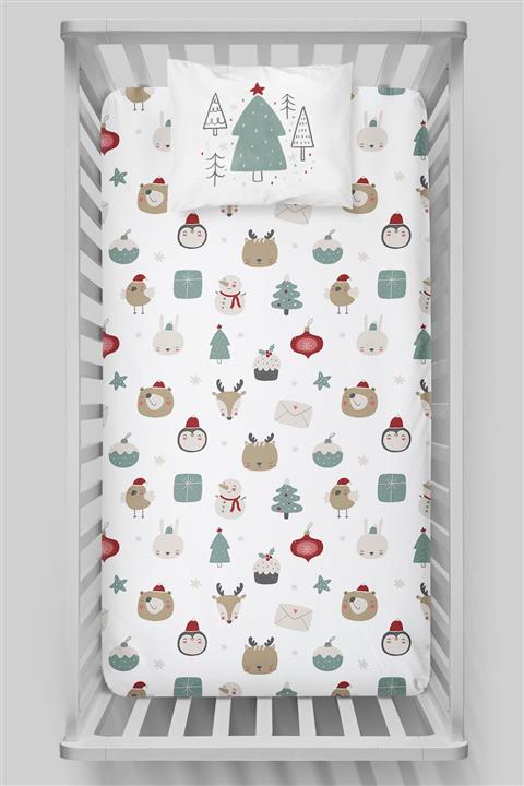 Tuğba Kuğu Organik Pamuk Saten Lastikli Çarşaf Seti (70x130) - Cozy Winter Serisi