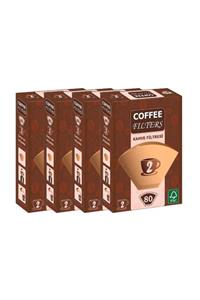 Coffee Filters 1/2 2 Numara Filtre Kahve Kağıdı 80'li - 4 Paket