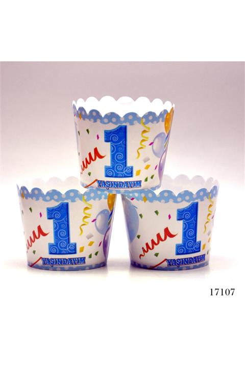 Lora Davet Cupcake Kabı 1 Yaşındayım (25 Adet) 17107 - Mavi 17107