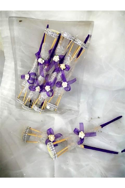 Halay Kına Kına Mumu Mor Tüllü 10 Adet