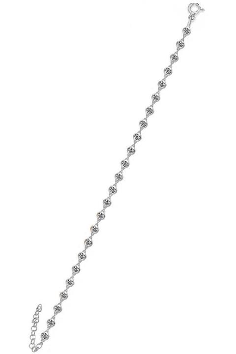 Trend Silver 925 Ayar Gümüş Rodaj 3mm Mini Taşlı Zirkonlu Halhal