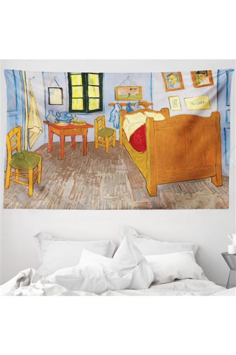 Rengirenk Mimari Mikrofiber Geniş Duvar Halısı Yatak Odası Desenli