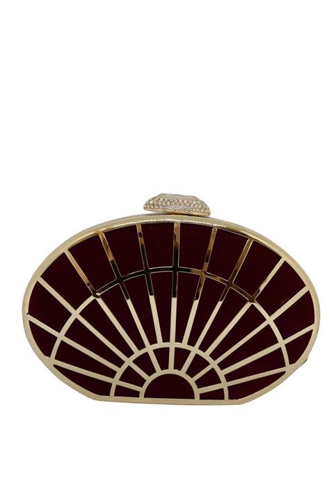 weem bag Elips Lazerli Bordo Süet Abiye Çanta