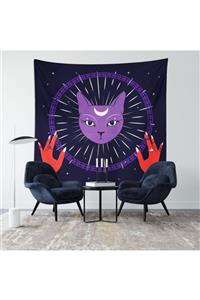 PASAJ HOME Kozmik Kedi Duvar Halısı Tapestry