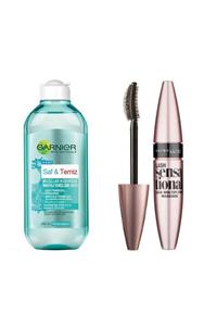 Garnier Saf Temizmakyaj Temizleme Suyu+maybelline Lash Sensational Maskara Göz Bakım Seti