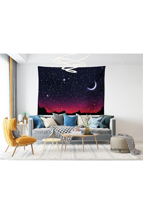 Hobimania Ay Ve Yıldızlar Astroloji Duvar Örtüsü Tapestry 70x100 Cm Duvar Dekorasyon Moda