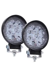 NESU 9 Ledli Yuvarlak 12v-24v Uyumlu Off Road Gündüz Farı, Çalışma Lambası 27w 2 Adet