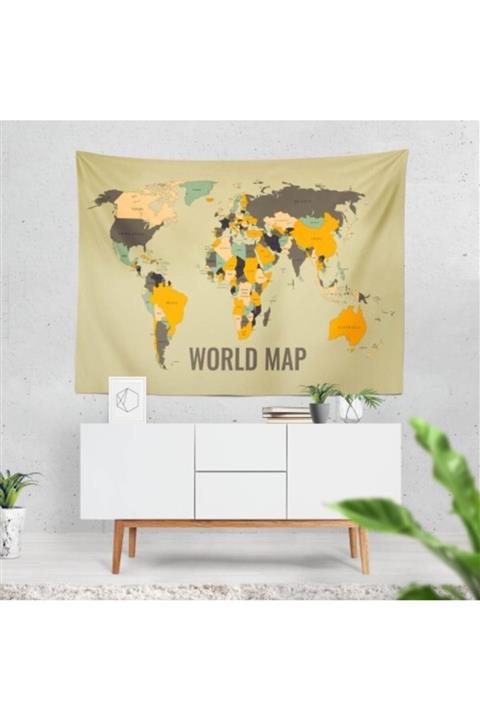 PASAJ HOME Vintage World Map Duvar Örtüsü