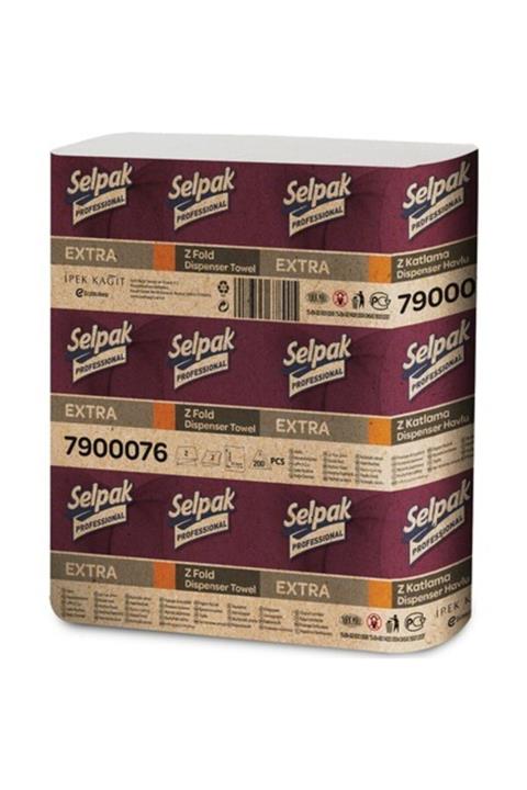 Selpak Professional Extra Z Katlama Dispenser Havlu 200'lü 12 Paket 21.5 X 24 Cm