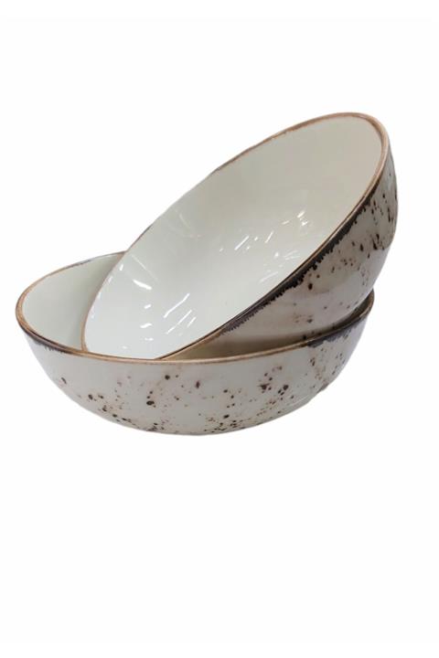 MATARMUTFAK 2 Adet Porselen Reaktif Krem Renk 19cm Salata Kasesi