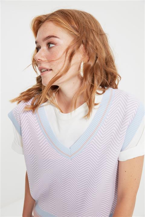 TRENDYOLMİLLA Lila Jakarlı Triko Süveter TWOAW22BZ0051