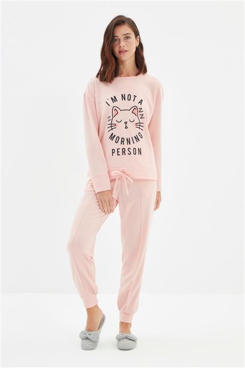 TRENDYOLMİLLA Pudra Baskılı Örme Pijama Takımı THMAW22PT0730