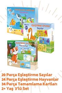 Bonbino 3'lü Set 2+yaş Eşleştirme Oyunu Sayılar Ve Hayvanlar, Tamamlama Kartları Toplam 78 Parça