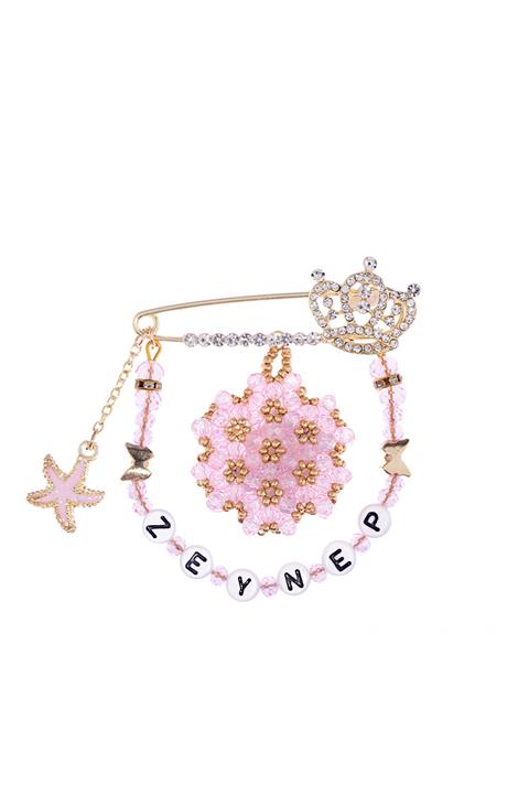 MİNİK ADIMLAR Isme Özel Cevşenli Bebek Yaka Iğnesi (zeynep)