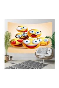 Else Halı Else Sarı Emojiler 3d Kumaş Dekoratif Duvar Örtüsü 140x200cm