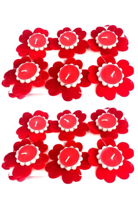 Halay Kına Boncuk Işlemeli Kırmızı El Mumu 12 Adet