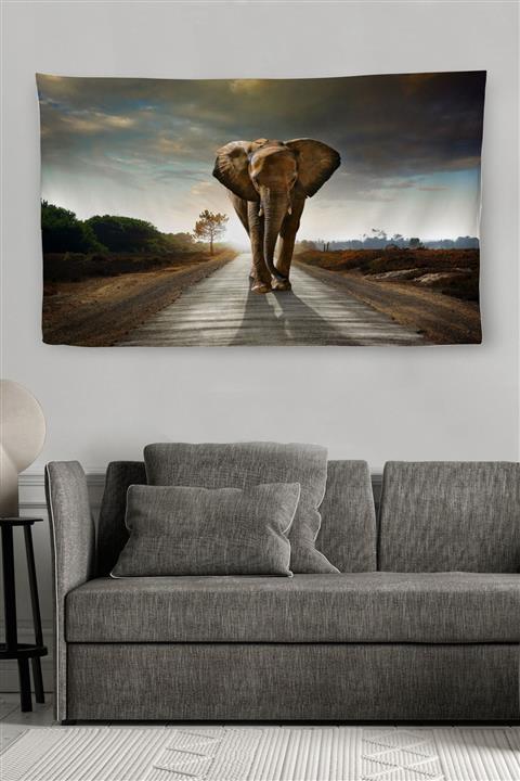 Harita Sepeti Duvar Örtüsü / Halısı Yürüyen Fil Kaliteli Kanvas Kumaş