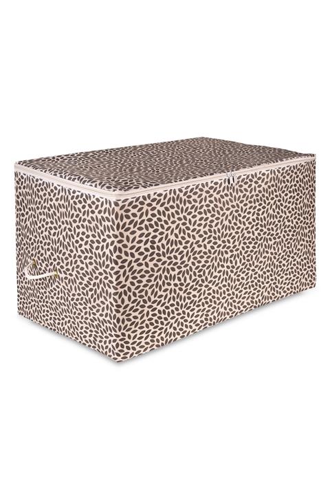 Rek Home Büyük Boy Gri Yaprak Baskılı Hurç 64x41x35