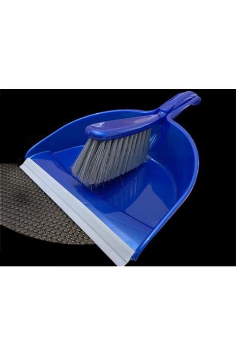 RENKYAPI Mavi Faraşlı Set El Temizlik Fırçası Kürek Büyük Fırçalı Derin Hazneli Süpürge Plastik