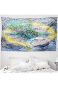 Rengirenk Astroloji Mikrofiber Geniş Duvar Halısı Burç Simgeleri Temalı Fütüristik Poster