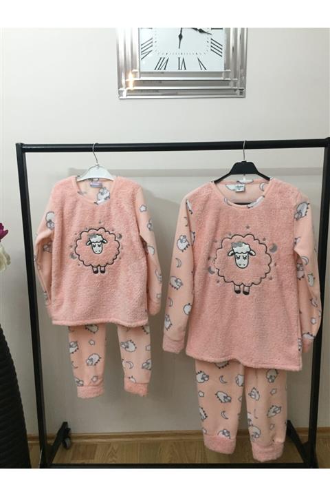 Irmak kids Anne Kız Kombin Polar Pijama Takım