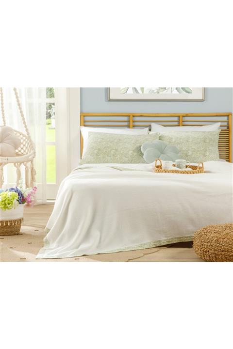 English Home Greens Biyeli Tek Kişilik Pike Seti 150x220 Cm Kırık Beyaz