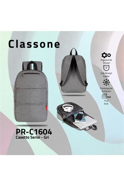 Classone Casetto Pr-c1604 15.6 Sırt Notebook Çantası-gri