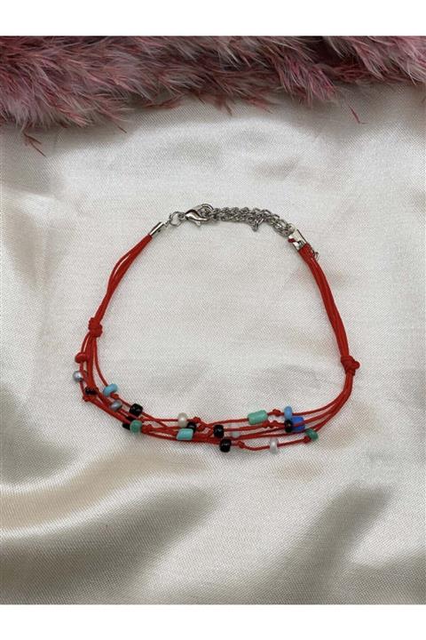 Eylülün Takısı Kırmızı Ipli Boncuklu Halhal