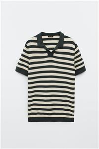 Massimo Dutti Erkek Kısa Kollu Çizgili Pamuklu Triko Polo T-Shirt 00992402