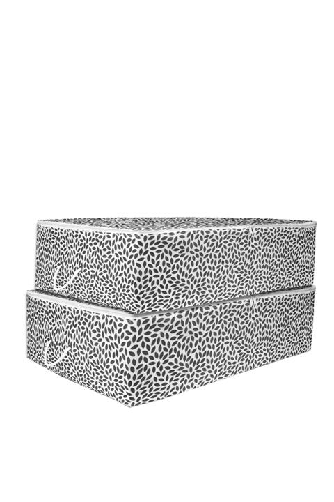 Rek Home 2'li Büyük Boy Baza Altı Gri Yaprak Baskılı Hurç Set 62x46x22