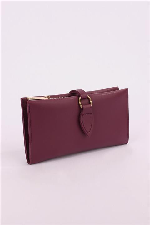 ByOzgunTasarım Yumuşak Derili Tokalı Ve Çok Bölmeli Mor Kadın Cüzdan