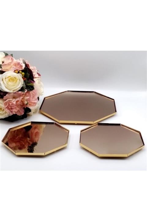 AŞİR Gold Aynalı 3'lü Jardinyer