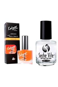 Seche Vite Dry Fast Top Coat Oje Kurutucu Üst Kaplama14 Ml+Kalyon Tırnak Bakım Yağı 11ml 809217831052-001