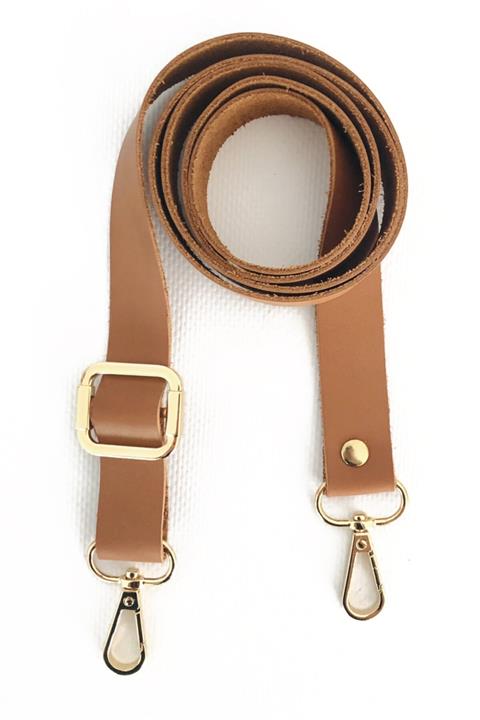 Alfa Tasarım Hakiki Deri Çanta Sapı Altın (120 CM) - Camel Rengi