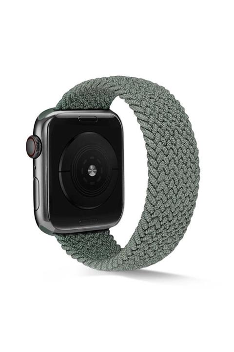 Apple Watch 40 Mm Hasır Örgü Small Beden Kordon Koyu Yeşil Popsocket