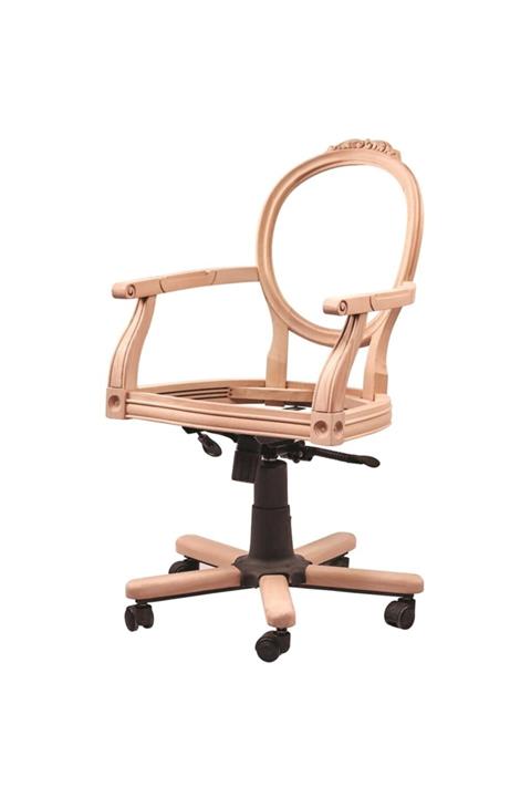 Bendegan Oymalı Dönerli Sandalye Ham Cilasız Ahşap