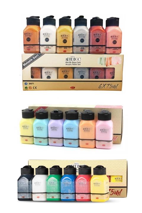 Artdeco Akrilik Boya 6x75 Ml Metalik Renkler + 6x75ml Pastel Renk