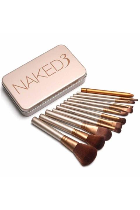 Realindirim Makyaj Fırça Seti 12 Li Bambu Saplı Özel Metal Kutusunda