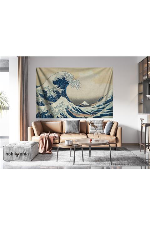 Hobimania Kanagawa Su Dalgası Duvar Örtüsü 150x100 Cm Duvar Dekorasyon Moda
